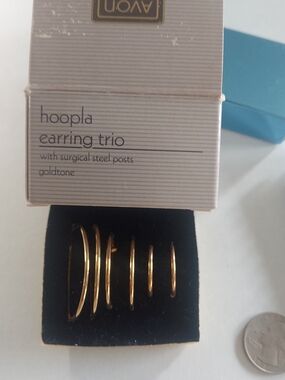 Vintage Avon Hoopla Gold-Tone Earring Trio